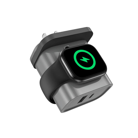 Experience Ultimate Convenience with the Xl-16Pg Apple Watch Charger - A 3-In-1 Fast Charging Block with Magnetic Wireless Charging and Dual USB-C Ports!