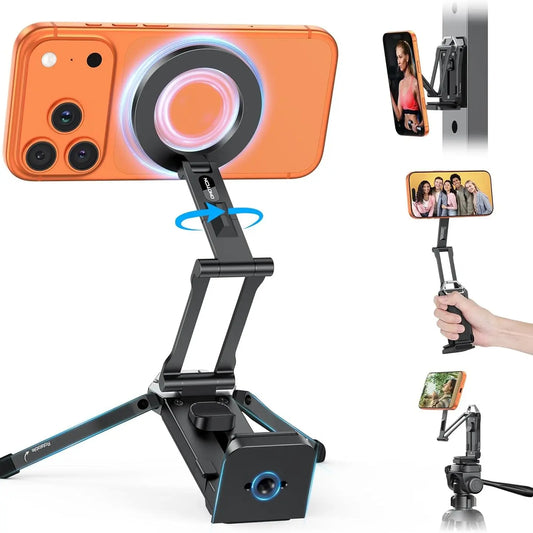 Elevate Your Content Creation with the OMOTON TP02 Pro Magnetic Phone Holder - The Ultimate Adjustable Metal Mount & Selfie Stick for iPhone and Samsung Smartphones