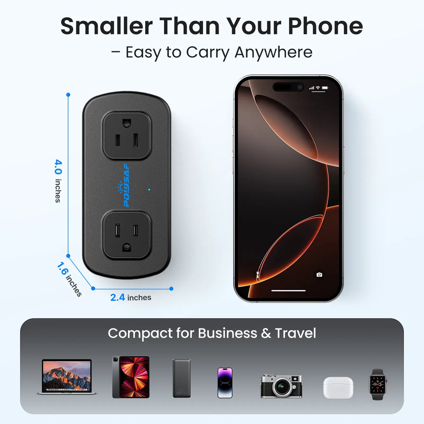 Cruise Essentials 2026: POWSAF 20W Fast Charging Travel Power Strip with 3 USB Ports, 2 Three-Prong & 2 Two-Prong Outlets - Compact Design for Hassle-Free Charging on Your Travels