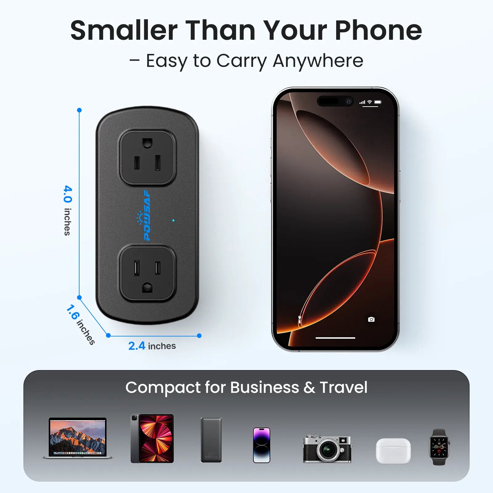 Cruise Essentials 2026: POWSAF 20W Fast Charging Travel Power Strip with 3 USB Ports, 2 Three-Prong & 2 Two-Prong Outlets - Compact Design for Hassle-Free Charging on Your Travels