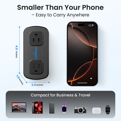 Cruise Essentials 2026: POWSAF 20W Fast Charging Travel Power Strip with 3 USB Ports, 2 Three-Prong & 2 Two-Prong Outlets - Compact Design for Hassle-Free Charging on Your Travels